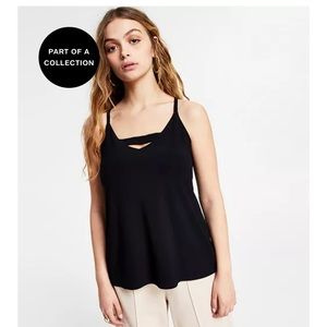 Bar III Zip-Back Halter Top - black- Medium